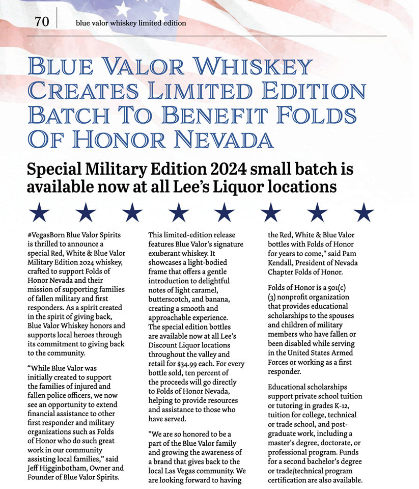 Blue Valor Whiskey Benefitting the Injured Police Officers Fund